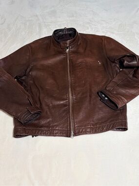Roots Brown Leather Zip-Front Jacket